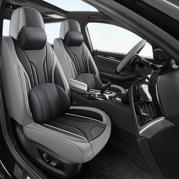 Luxury Premium Full Set 5 Seater Universal Full-Enclosed PU Leather Waterproof Cushion Car Seat Covers - Image 9