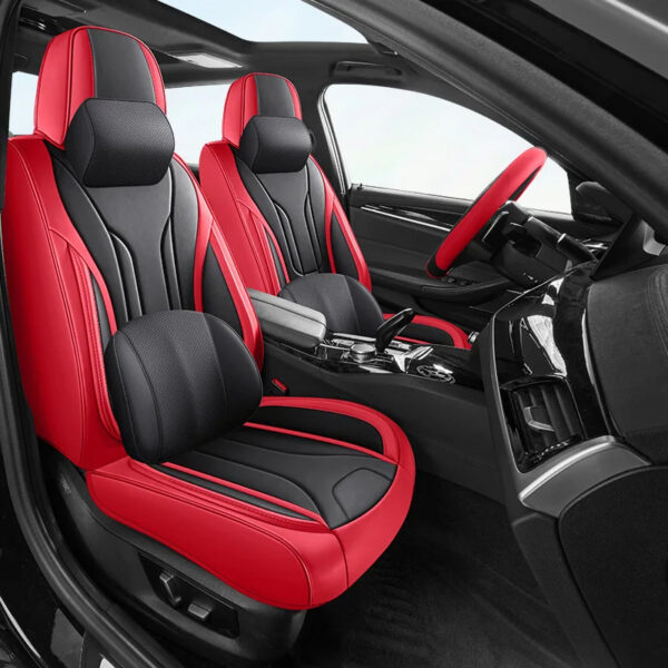 Luxury Premium Full Set 5 Seater Universal Full-Enclosed PU Leather Waterproof Cushion Car Seat Covers - Image 10