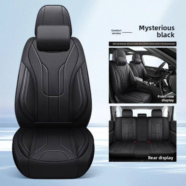 Luxury Premium Full Set 5 Seater Universal Full-Enclosed PU Leather Waterproof Cushion Car Seat Covers - Image 5