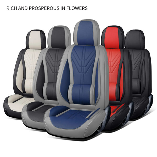 Luxury Premium Full Set 5 Seater Universal Full-Enclosed PU Leather Waterproof Cushion Car Seat Covers - Image 27