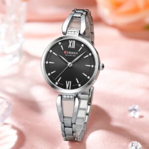 Luxury Premium Curren Top Brand High Quality Fashion Relojes Ladies Wristwatch - Black Silver