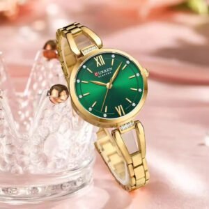 Luxury Premium Curren Top Brand High Quality Fashion Relojes Ladies Wristwatch - Gold Green