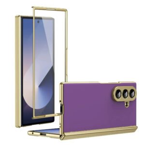 Luxury Premium Matte Leather Golden Border Case For Samsung Galaxy Z fold Series