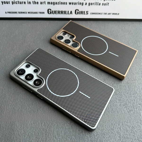 Luxury Carbon Fiber Magnetic Magsafe Wireless Charging Plating Cover Samsung Galaxy S24 Ultra/S25 Ultra - Image 8