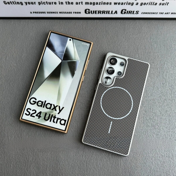 Luxury Carbon Fiber Magnetic Magsafe Wireless Charging Plating Cover Samsung Galaxy S24 Ultra/S25 Ultra - Image 9
