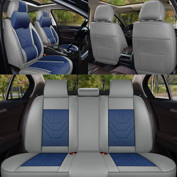 Luxury Premium Full Set 5 Seater Universal Full-Enclosed PU Leather Waterproof Cushion Car Seat Covers - Image 29