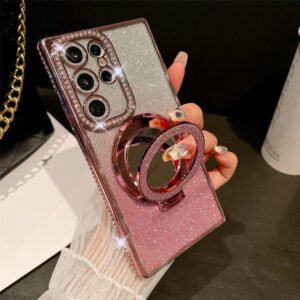 Luxury Premium Eletroplated Bracket Mirror Glitter Case Cover for Samsung Series