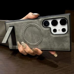 Luxury Premium Luxury PU Leather Invisible Stand Magnetic Wireless Charging Case Cover For Samsung Galaxy S Series