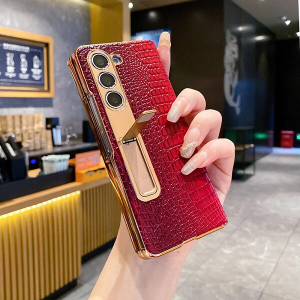 Luxury Premium  High-End Crocodile Pattern Hinge Anti-spy protection case Cover for Samsung Z Fold Series - Image 24