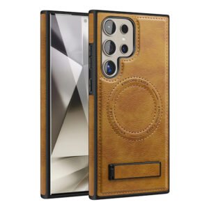 Luxury Premium Luxury PU Leather Invisible Stand Magnetic Wireless Charging Case Cover For Samsung Galaxy S Series