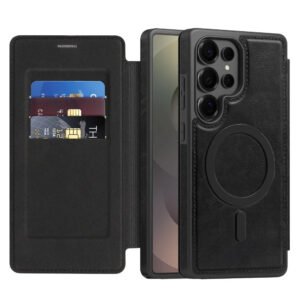 Luxury Premium Flip-top PU Leather Wallet Magsafe Wireless Case Cover For Samsung Galaxy S Series
