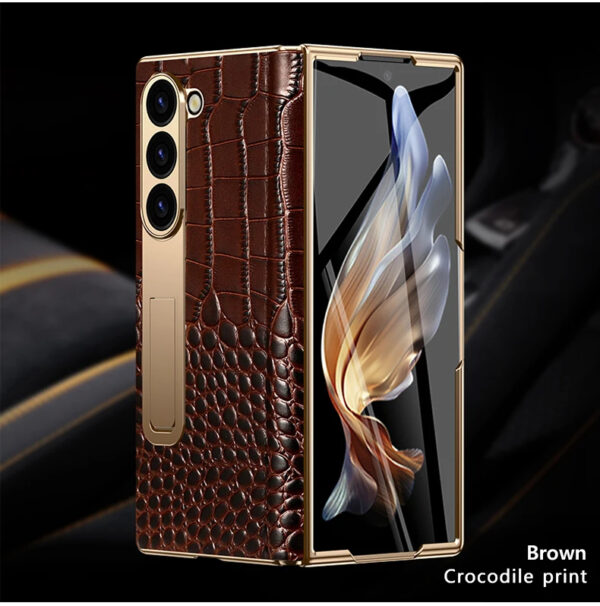 Luxury Premium  High-End Crocodile Pattern Hinge Anti-spy protection case Cover for Samsung Z Fold Series - Image 16