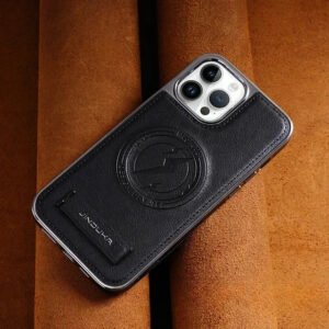Luxury Premium Leather Invisible Stand Holder  Magsafe Wireless Charging Case Cover For iPhone Series