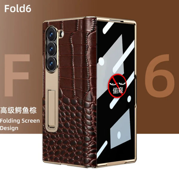 Luxury Premium  High-End Crocodile Pattern Hinge Anti-spy protection case Cover for Samsung Z Fold Series - Image 3