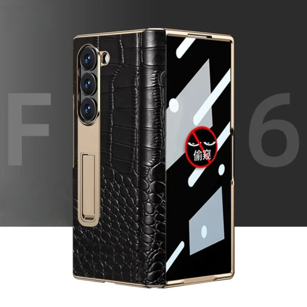 Luxury Premium  High-End Crocodile Pattern Hinge Anti-spy protection case Cover for Samsung Z Fold Series - Image 9