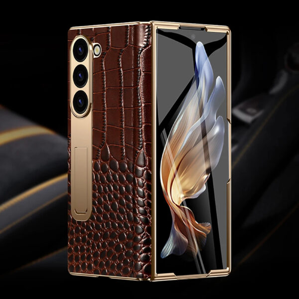 Luxury Premium  High-End Crocodile Pattern Hinge Anti-spy protection case Cover for Samsung Z Fold Series - Image 17