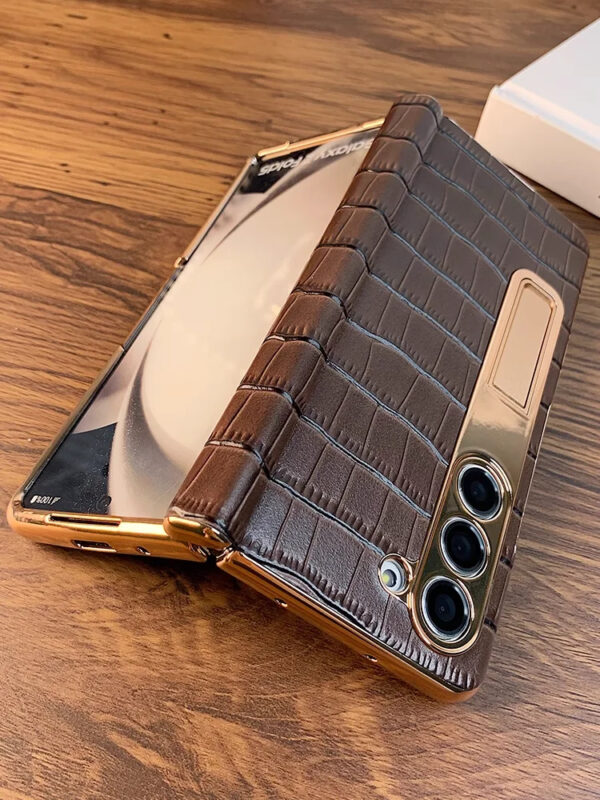 Luxury Premium  High-End Crocodile Pattern Hinge Anti-spy protection case Cover for Samsung Z Fold Series - Image 31