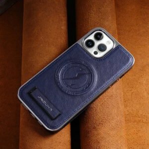 Luxury Premium Leather Invisible Stand Holder  Magsafe Wireless Charging Case Cover For iPhone Series