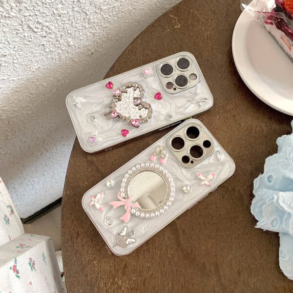 Luxury Premium Flash Diamond Mirror Bow TPU Phone Case for iPhone Series - Image 4