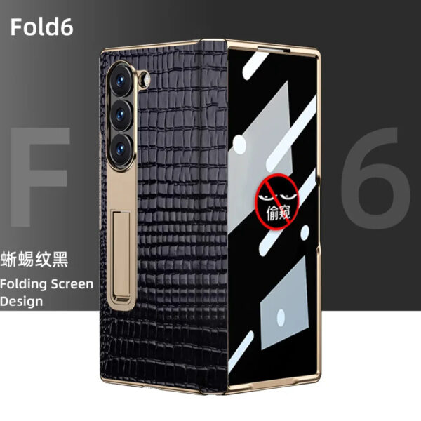 Luxury Premium  High-End Crocodile Pattern Hinge Anti-spy protection case Cover for Samsung Z Fold Series - Image 10