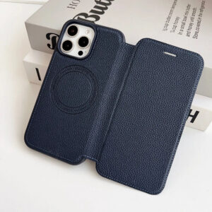 Luxury Premium Flip-top PU Leather Wallet Magsafe Wireless Case Cover For iPhone Series