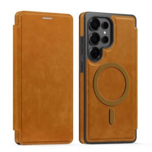 Luxury Premium Flip-top PU Leather Wallet Magsafe Wireless Case Cover For Samsung Galaxy S Series