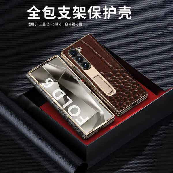 Luxury Premium  High-End Crocodile Pattern Hinge Anti-spy protection case Cover for Samsung Z Fold Series - Image 5