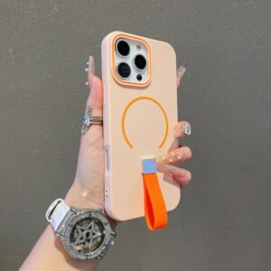 Luxury Premium Shockproof Magsafe Wireless Charge Silicone Strap Grip Matte Magnetic Case For iPhone for Series