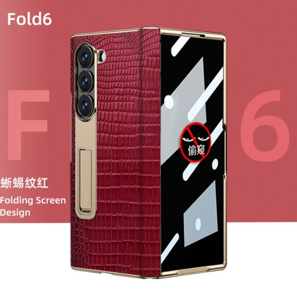 Luxury Premium  High-End Crocodile Pattern Hinge Anti-spy protection case Cover for Samsung Z Fold Series - Image 12