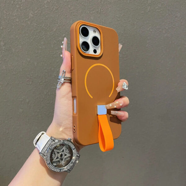 Luxury Premium Shockproof Magsafe Wireless Charge Silicone Strap Grip Matte Magnetic Case For iPhone for Series - Image 8