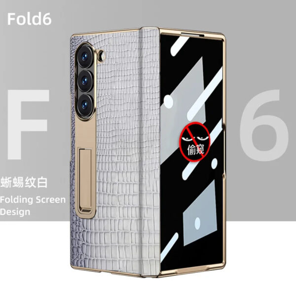 Luxury Premium  High-End Crocodile Pattern Hinge Anti-spy protection case Cover for Samsung Z Fold Series - Image 7
