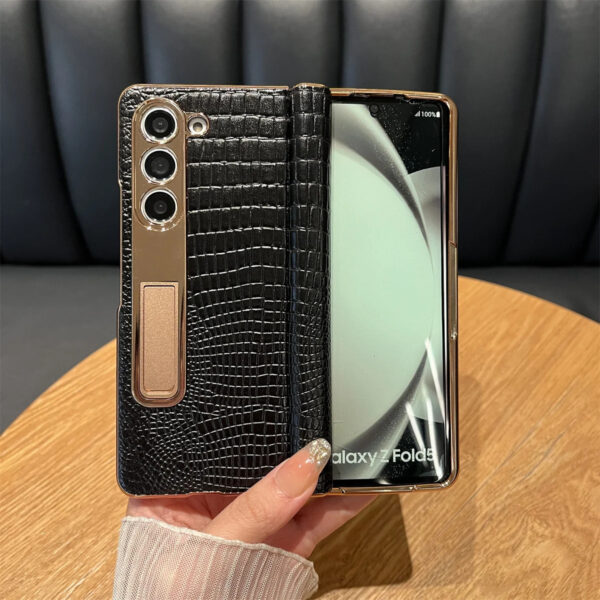 Luxury Premium  High-End Crocodile Pattern Hinge Anti-spy protection case Cover for Samsung Z Fold Series - Image 35