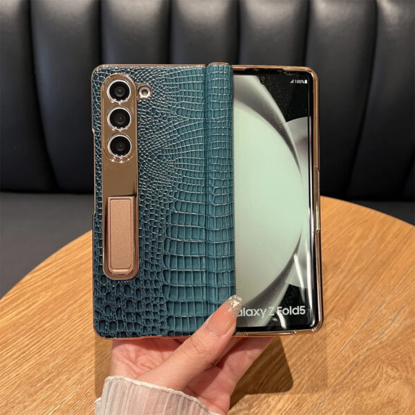 Luxury Premium  High-End Crocodile Pattern Hinge Anti-spy protection case Cover for Samsung Z Fold Series - Image 36