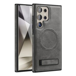 Luxury Premium Luxury PU Leather Invisible Stand Magnetic Wireless Charging Case Cover For Samsung Galaxy S Series