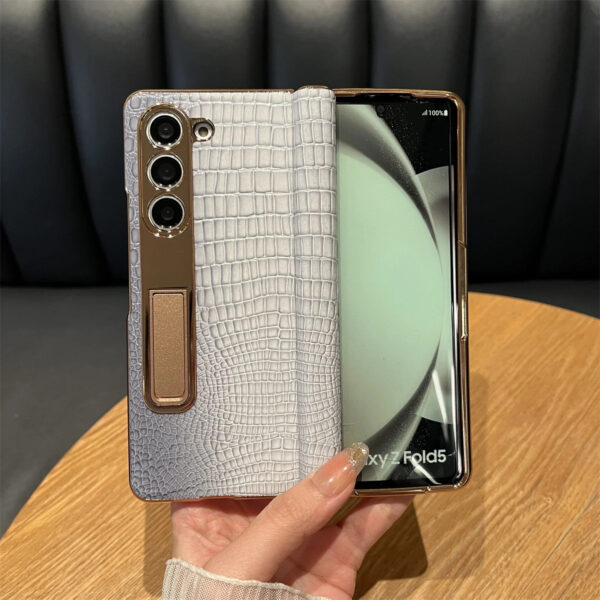Luxury Premium  High-End Crocodile Pattern Hinge Anti-spy protection case Cover for Samsung Z Fold Series - Image 37