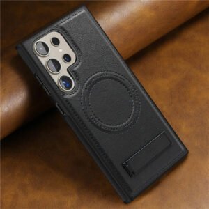 Luxury Premium Luxury PU Leather Invisible Stand Magnetic Wireless Charging Case Cover For Samsung Galaxy S Series