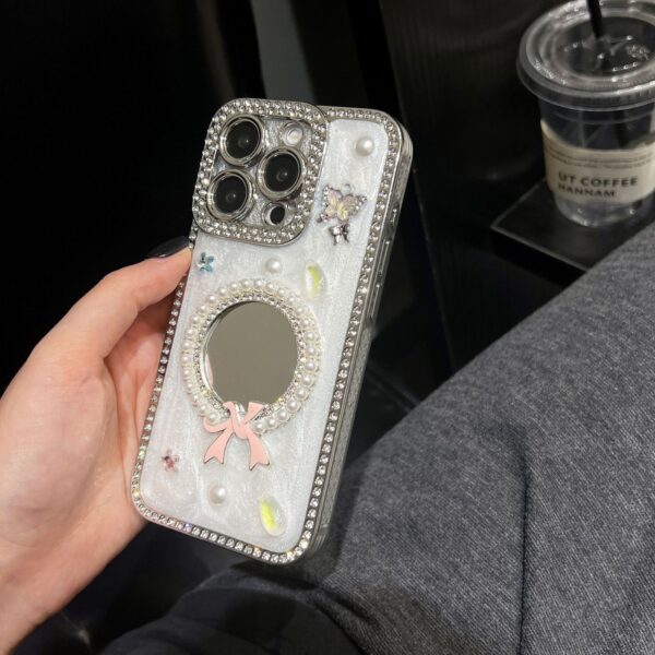 Luxury Premium Flash Diamond Mirror Bow TPU Phone Case for iPhone Series - Image 24