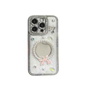 Luxury Premium Flash Diamond Mirror Bow TPU Phone Case for iPhone Series - iPhone 13 Pro Max