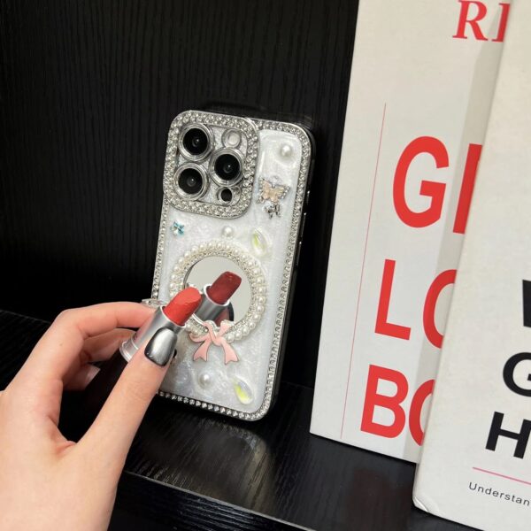 Luxury Premium Flash Diamond Mirror Bow TPU Phone Case for iPhone Series - Image 19