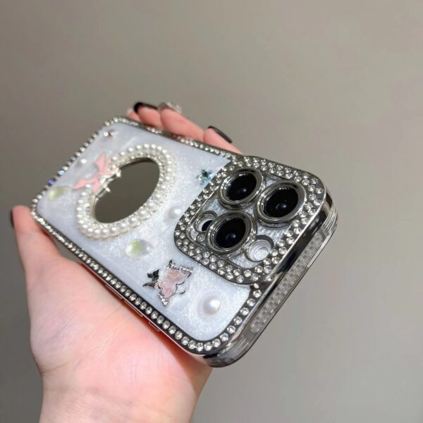 Luxury Premium Flash Diamond Mirror Bow TPU Phone Case for iPhone Series - Image 18