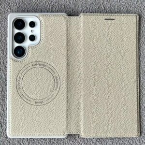 Luxury Premium Flip-top PU Leather Wallet Magsafe Wireless Case Cover For Samsung Galaxy S Series