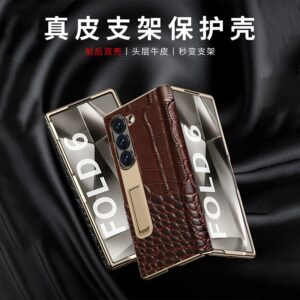 Luxury Premium  High-End Crocodile Pattern Hinge Anti-spy protection case Cover for Samsung Z Fold Series