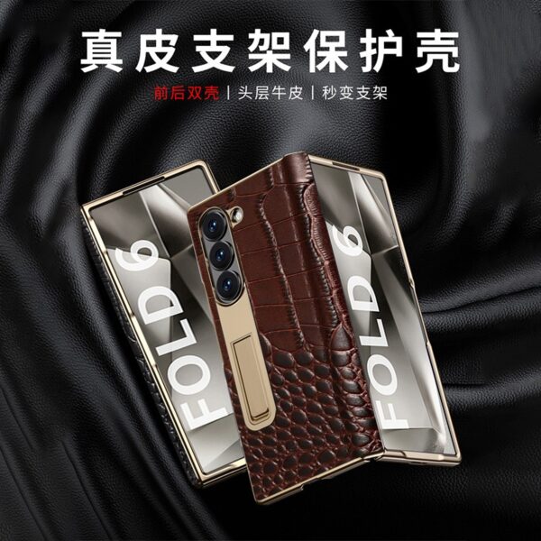 Luxury Premium  High-End Crocodile Pattern Hinge Anti-spy protection case Cover for Samsung Z Fold Series