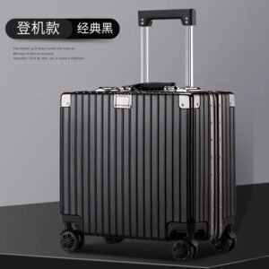 Luxury Premium Aluminium Frame Suitcase Hard Shell Trolley with Wheels Cabin Travelling Bag - Black