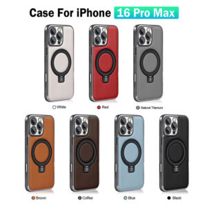 Luxury Premium Leather Ring Built-in Lens Film Wireless Case Cover For iPhone Series