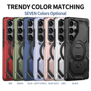 Luxury Premium Armor Shockproof Ring Stand Magnetic Wireless Charging Case  Cover For Samsung Galaxy S Series