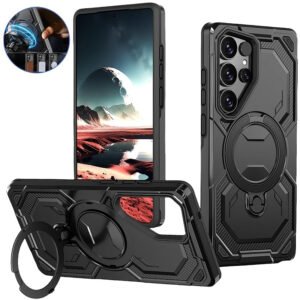 Luxury Premium Armor Shockproof Ring Stand Magnetic Wireless Charging Case  Cover For Samsung Galaxy S Series