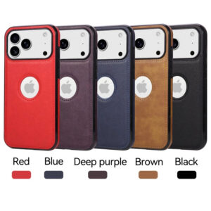 Luxury Premium Logo View Classic Retro PU Business Leather Thin Slim Case Cover for iPhone 17 Pro Max