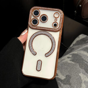 Luxury Premium Plating Flash Diamond Soft Clear Shell for Mag-safe Full Camera Fundas Case Cover For iPhone 17 Pro Max