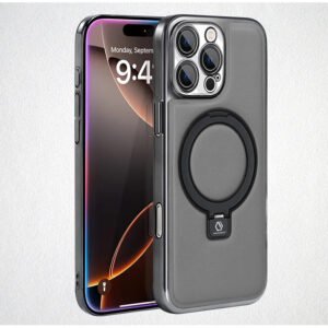 Luxury Premium Leather Ring Built-in Lens Film Wireless Case Cover For iPhone Series